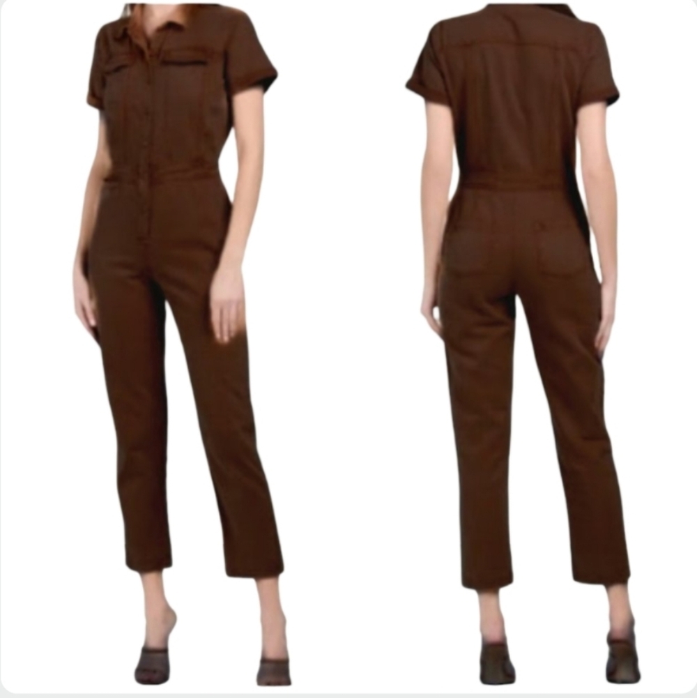 YFB Young Fabulous and Broke Aviator Utility Jumpsuit Brown Denim Medium